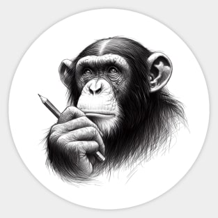 Chimpanzee Thinker Sticker